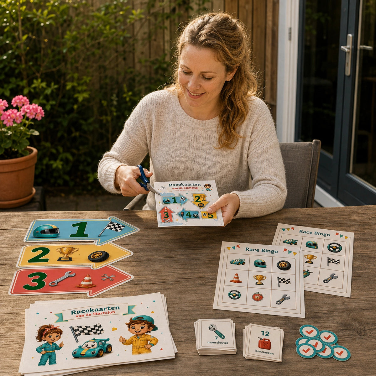 Ouder bereidt de Racen kinderfeestje bundel voor.
