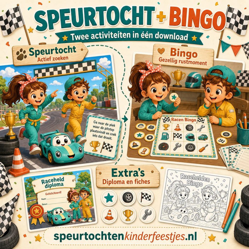 Racen bundel met speurtocht en bingo als twee activiteiten in een pakket