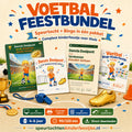 Mockup van de Voetbal feestbundel met speurtocht, printkit, draaiboek en bingo