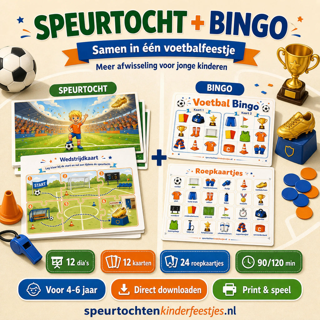 Voetbal bundel met speurtocht en bingo als twee activiteiten in een pakket