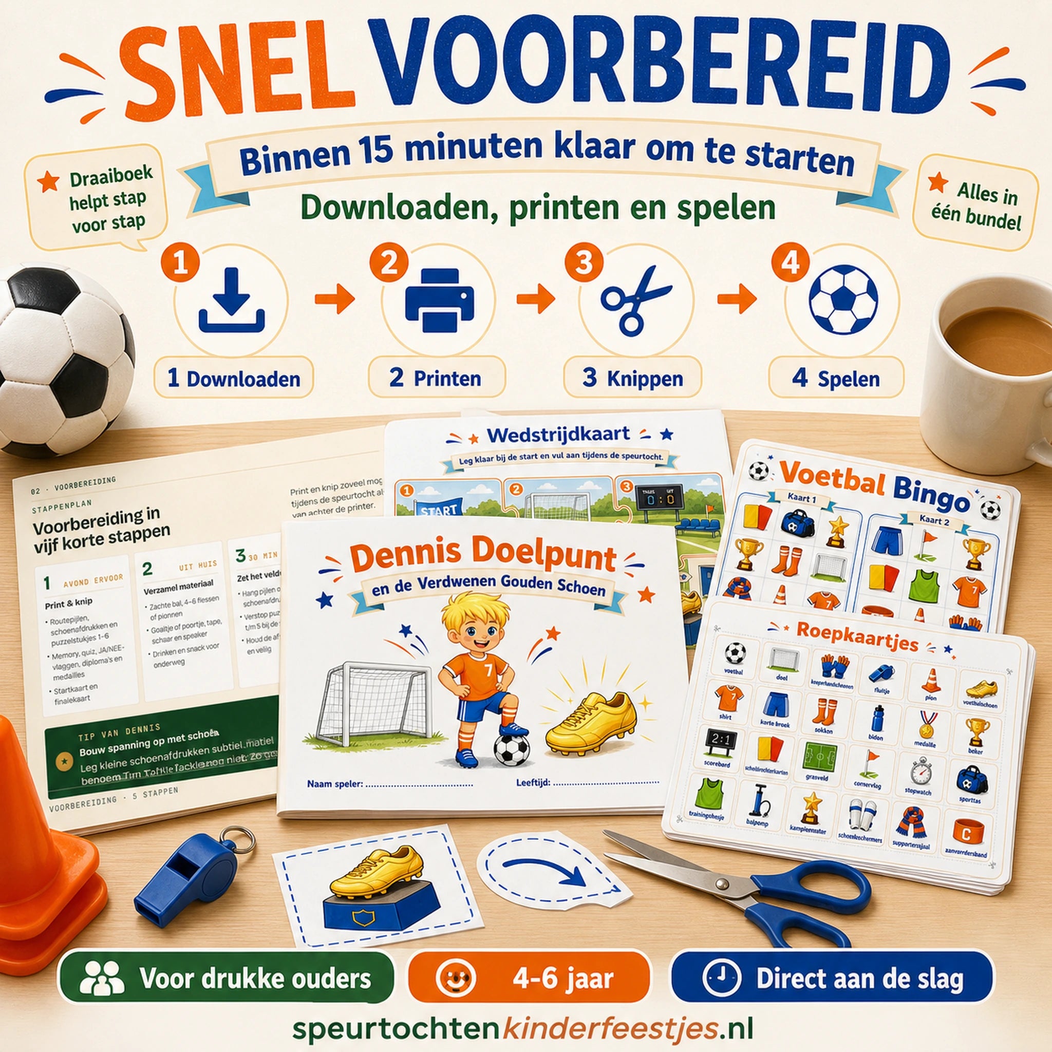 Voetbal bundel die snel voorbereid is met downloaden, printen, knippen en spelen
