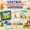 Mockup van de Voetbal speurtocht met speurtocht, printkit en draaiboek voor een kinderfeestje thuis