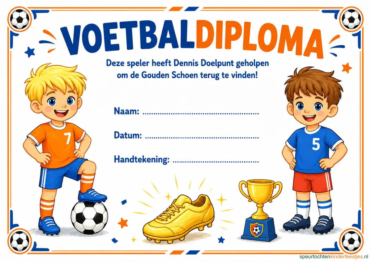 Echte pagina uit de voetbal speurtocht: diploma