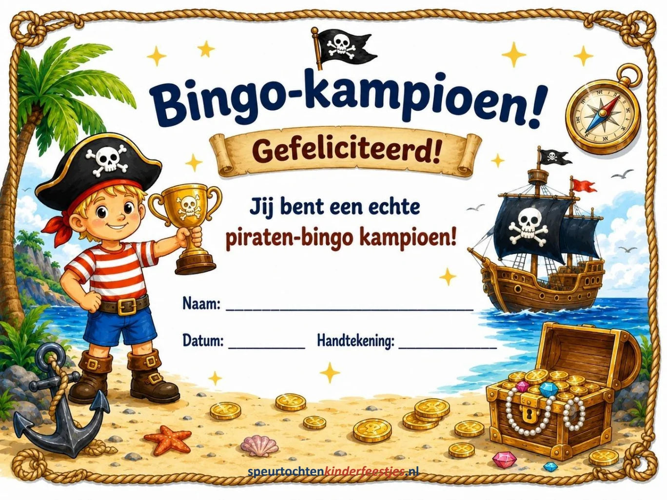 Diploma: echte pagina 11 uit het Piraten Bingo-bestand.
