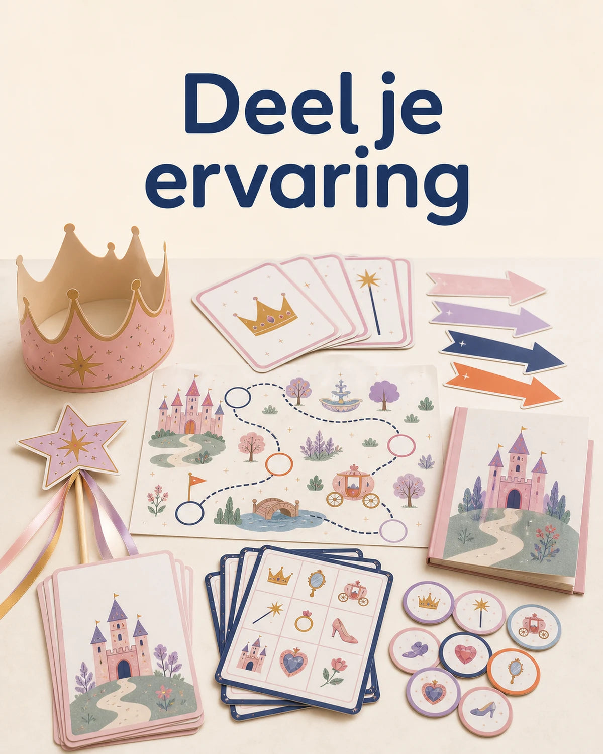 Geprinte speurtochtmaterialen bij een verzoek om een ervaring te delen